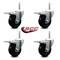 Service Caster 4 Inch Soft Rubber Swivel 58 Inch Threaded Stem Caster Set with Total Lock Brake SCC-TSTTL20S414-SRS-58212-4 - alternate 3